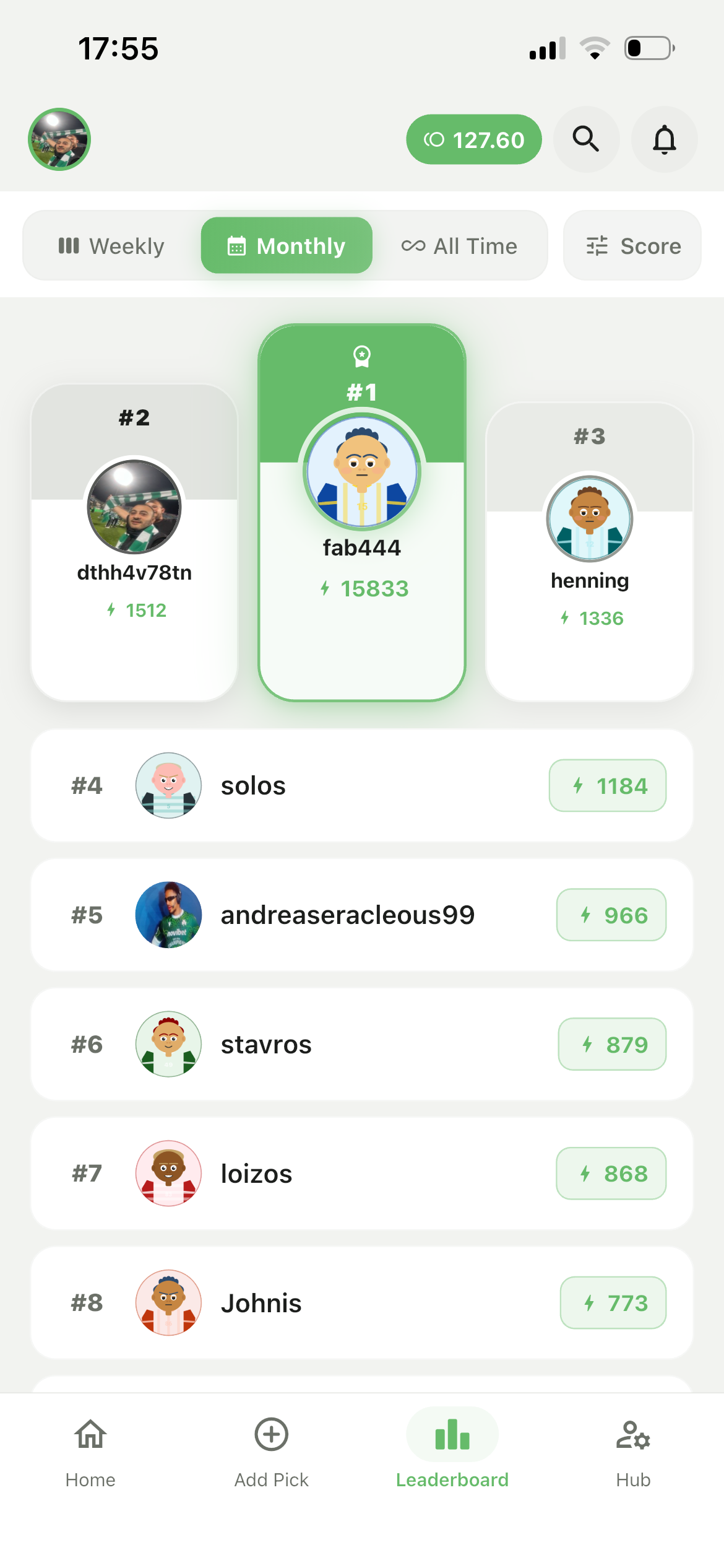 Leaderboard Screen